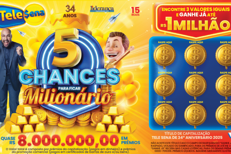 Tele Sena celebra 34 anos com campanha especial e quase R$ 8 milhões em prêmios
