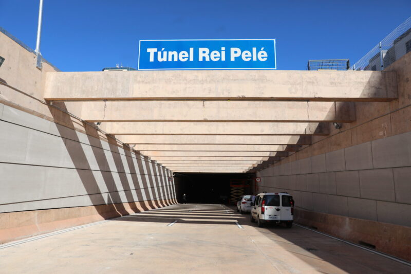 Obras: Túnel Rei Pelé será parcialmente interditado para manutenção nas madrugadas de quarta (12) e quinta-feira (13)