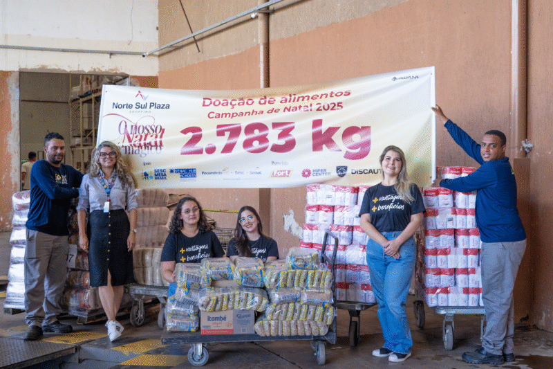 Shopping Norte Sul Plaza entrega mais de 2,7 toneladas de alimentos arrecadados na Campanha de Natal 2025