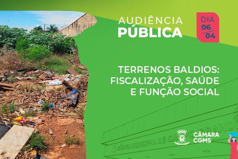 Audiência Pública vai discutir fiscalização e problemas em terrenos baldios de Campo Grande