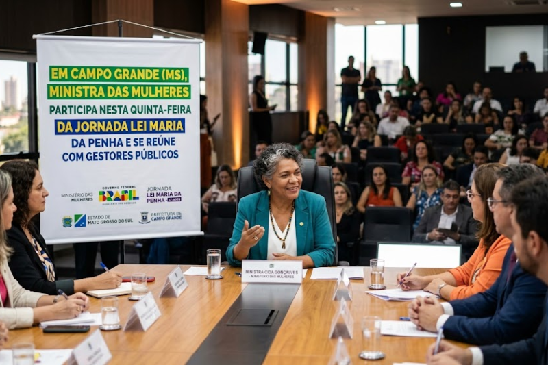 Ministra das Mulheres participa de jornada sobre violência contra a mulher e se reúne com gestores em Campo Grande