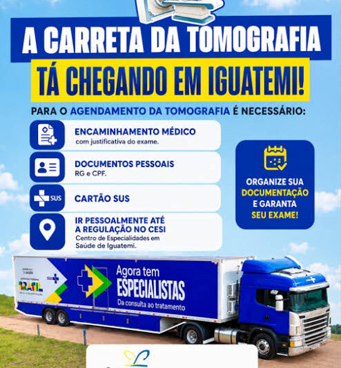 Carreta de exames de imagem atende pacientes em Iguatemi e recebe visita do Ministério da Saúde